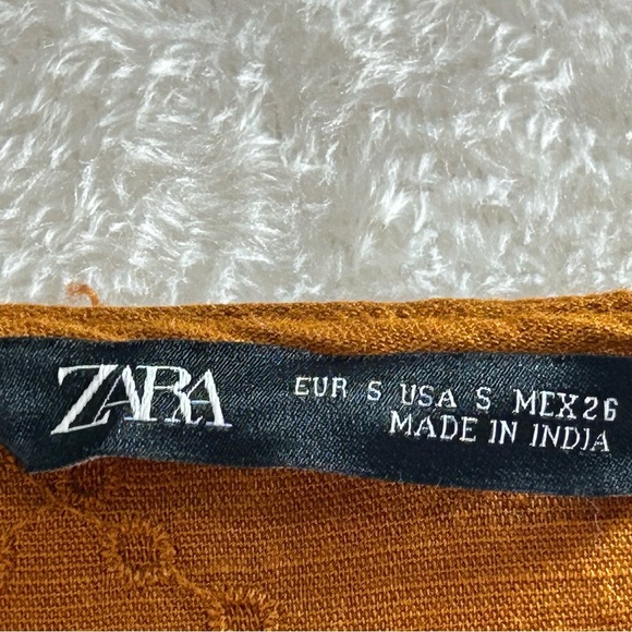 Zara Brown/Rust Eyelet Short Sleeve Wrap Double Button Blouse. size S - Picture 3 of 9